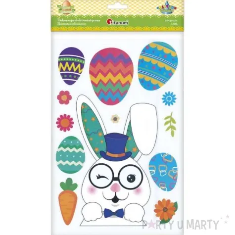 naklejki wielkanoc zajaczek w okularach elektrostatyczne titanum 13 szt