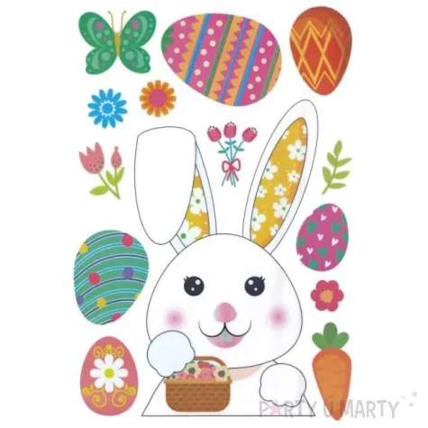 naklejki wielkanoc zajaczek z koszyczkiem elektrostatyczne titanum 14 szt