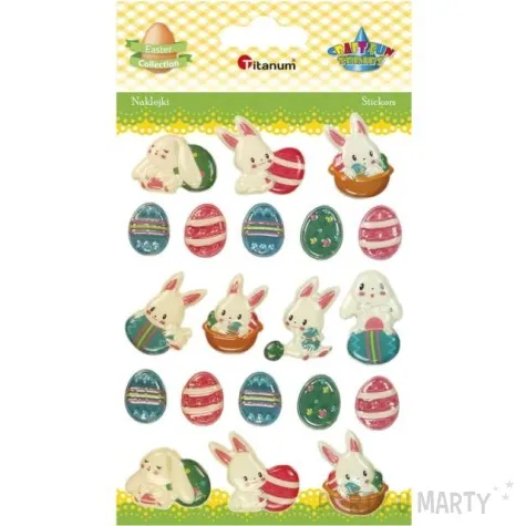 naklejki wielkanocne kroliczki i pisanki titanum 20 szt