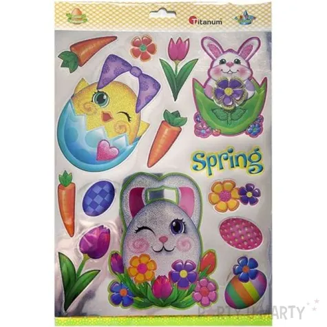 naklejki wielkanocne ksztalty xl z marchewkami titanum 18 szt