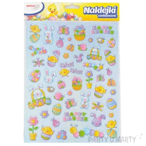 naklejki wielkanocne pisanki i kurczaczki mix brewis 50 szt
