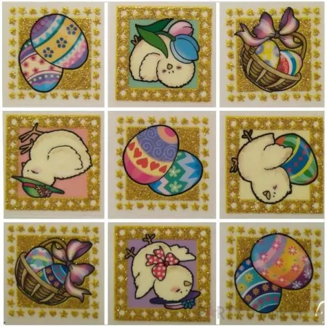 naklejki wielkanocne pisanki w koszyku brewis 9 szt