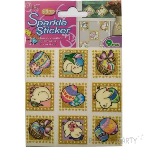 naklejki wielkanocne pisanki w koszyku brewis 9 szt