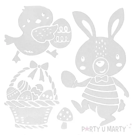 naklejki wielkanocne zajaczek i koszyczek bialy arpex 4 szt