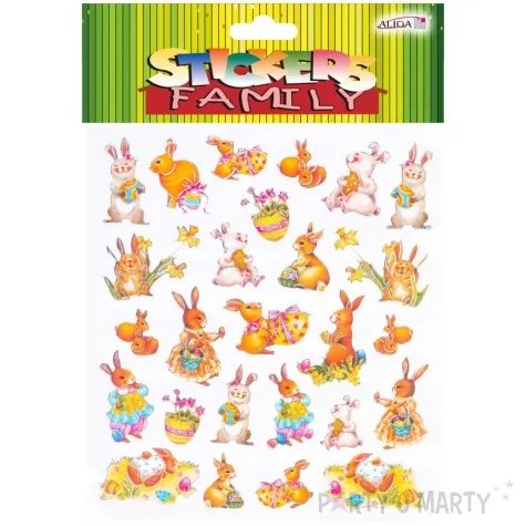 naklejki wielkanocne zajaczki mix aliga 26 szt