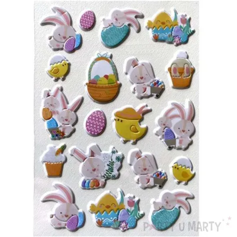 naklejki wypukle wielkanocne kroliczki i pisanki titanum 19 szt