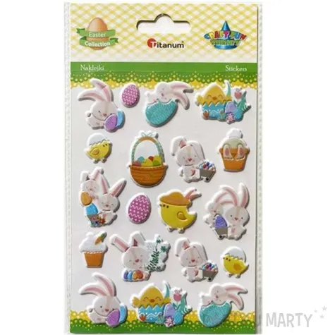 naklejki wypukle wielkanocne kroliczki i pisanki titanum 19 szt