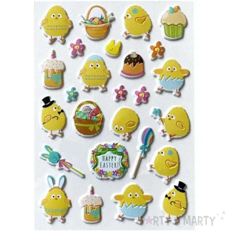 naklejki wypukle wielkanocne kurczaczki titanum 26 szt