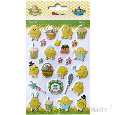 naklejki wypukle wielkanocne kurczaczki titanum 26 szt