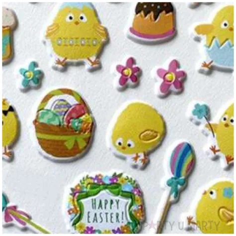 naklejki wypukle wielkanocne kurczaczki titanum 26 szt