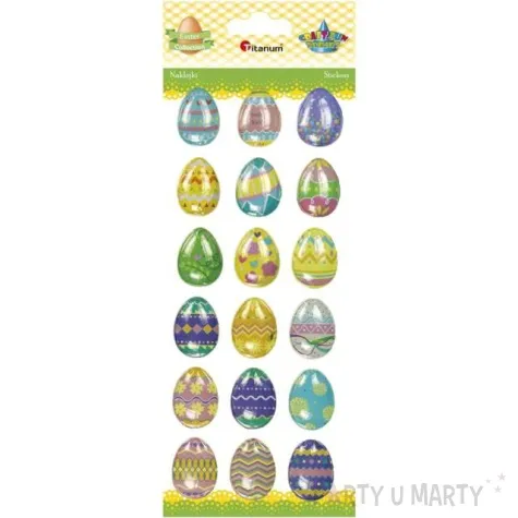 naklejki wypukle wielkanocne pisanki titanum 18 szt