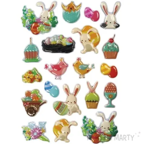 naklejki wypukle wielkanocne zajace i pisanki titanum 20 szt