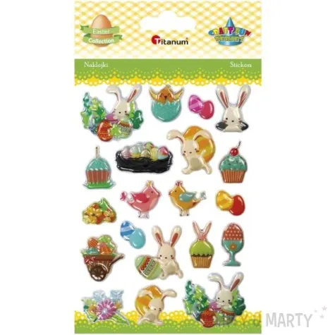 naklejki wypukle wielkanocne zajace i pisanki titanum 20 szt