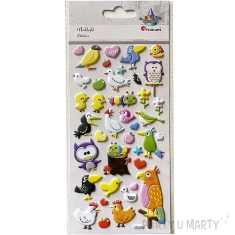 naklejki wypukle wiosenne ptaszki titanum 39 szt