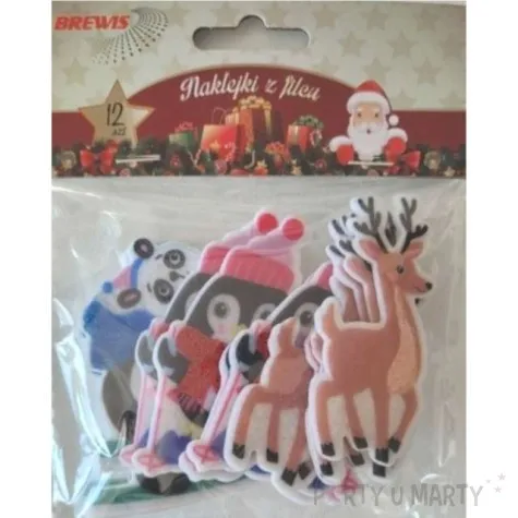 naklejki zimowe zwierzatka filcowe brewis 12 szt