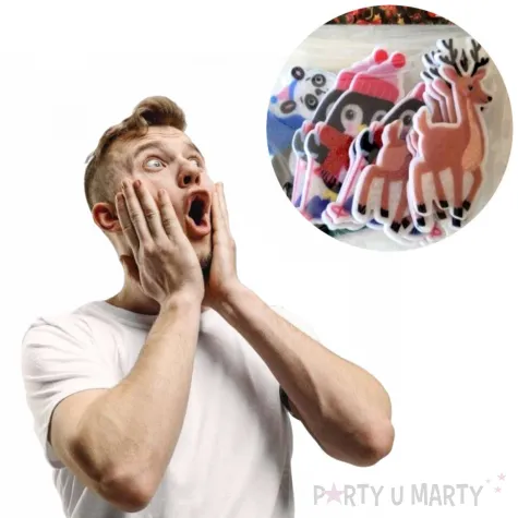 naklejki zimowe zwierzatka filcowe brewis 12 szt