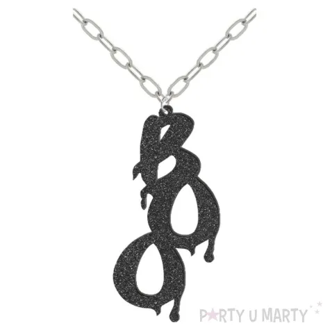 naszyjnik boo na lancuszku czarny brokat 10cm