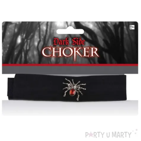 naszyjnik choker z pajakiem i rubinem czarny guirca