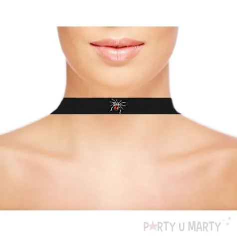 naszyjnik choker z pajakiem i rubinem czarny guirca