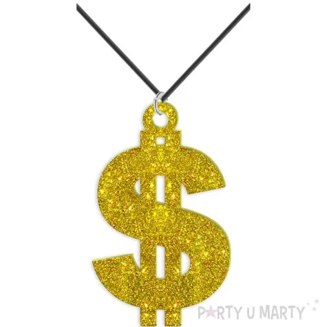 naszyjnik dolar zloty brokatowy 13 cm