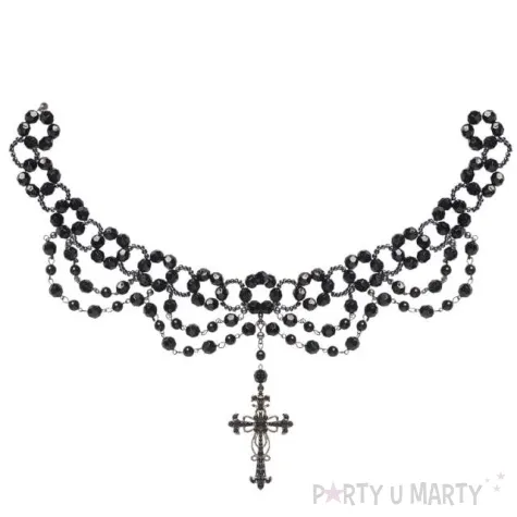 naszyjnik gotycki z krzyzem czarny widmann