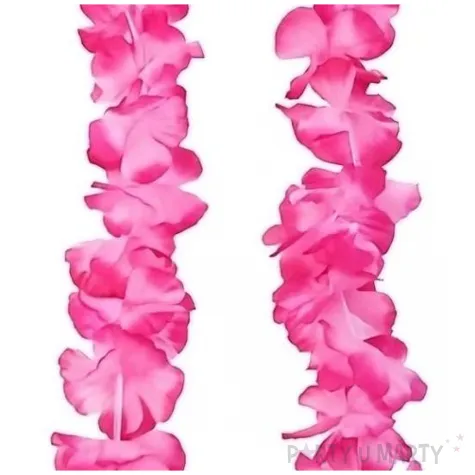naszyjnik hawajski kwiaty partydeco rozowy 100 cm