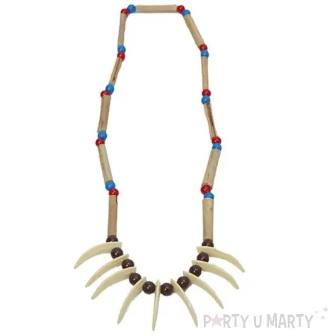 naszyjnik indianski z zebami niebiesko czerwony fyasa