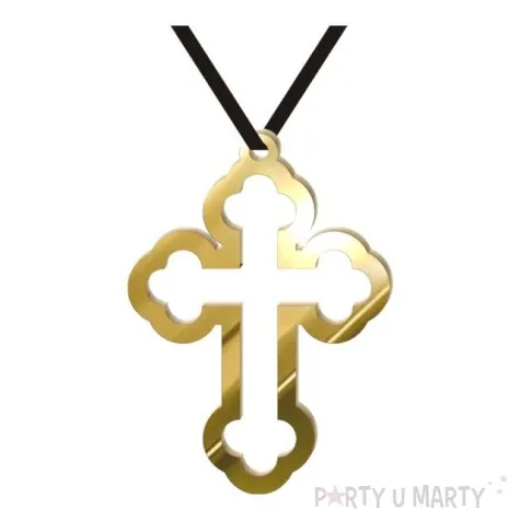 naszyjnik krzyz gotycki obrys zloty lustrzany 10 cm