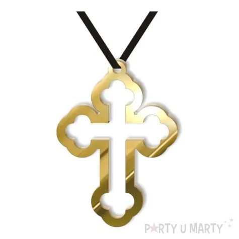 naszyjnik krzyz gotycki obrys zloty lustrzany 10 cm