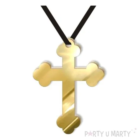 naszyjnik krzyz gotycki pelny zloty lustrzany 9 cm