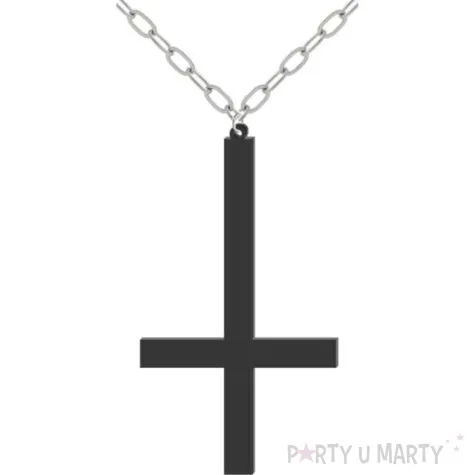 naszyjnik krzyz odwrocony l na lancuszku czarny 12 5cm