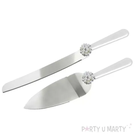 noz i lopatka do ciasta classic perla srebrny partydeco 2 szt