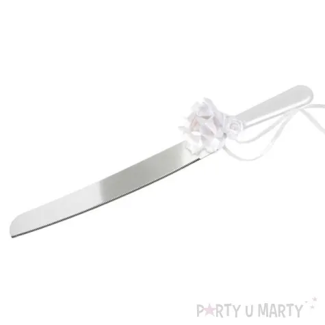 noz i lopatka do ciasta classic z kwiatkiem srebrny partydeco 2 szt