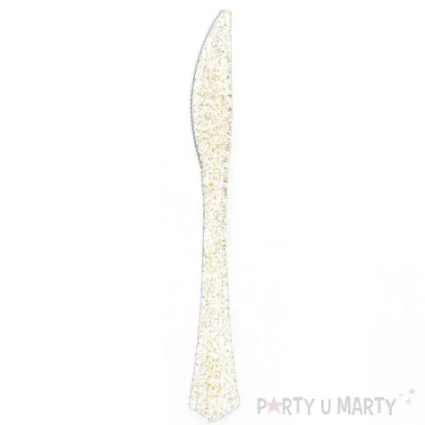 noze plastikowe brokatowe partypal zlote 20 szt