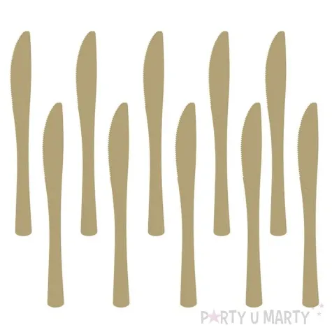 noze plastikowe dlugie zloto antyczne partypal 10 szt