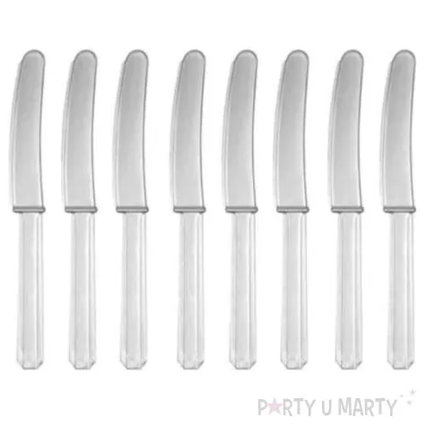 noze plastikowe srebrne amscan 17 cm 10 szt