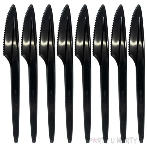 noze plastikowe wielorazowe arpex czarny 18 cm 8 szt