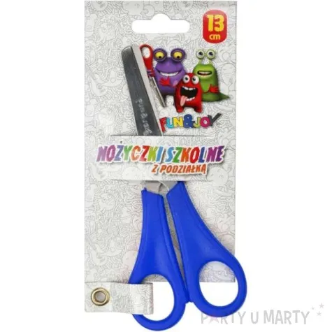 nozyczki szkolne z podzialka niebieskie fun joy 13 cm