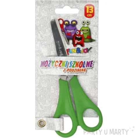 nozyczki szkolne z podzialka zielone fun joy 13 cm
