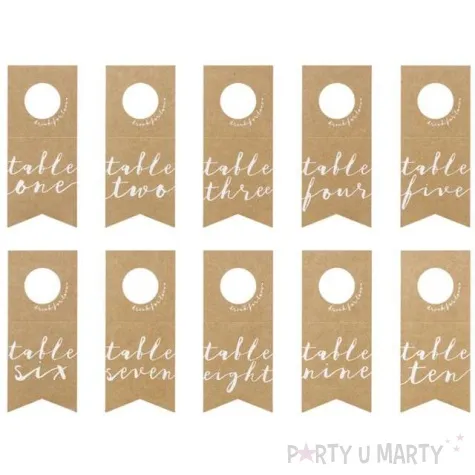 numery na stol zawieszki classic 10szt partydeco