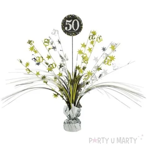 obciaznik do balonow bukiet 50 urodziny amscan srebrno zloty 250 g