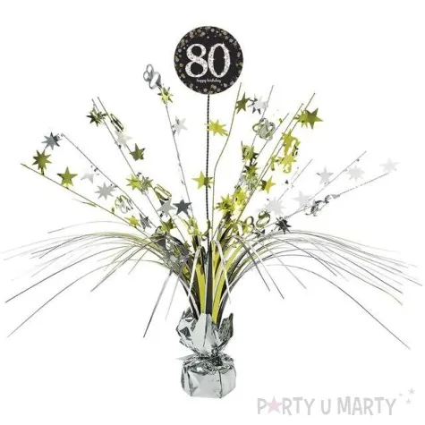 obciaznik do balonow bukiet 80 urodziny amscan srebrno zloty 250 g