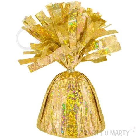 obciaznik do balonow foliowy holograficzny zloty godan 140g