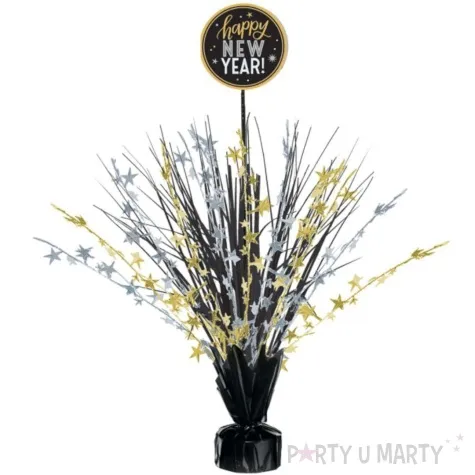 obciaznik do balonow happy new year amscan zloto czarny 30 cm