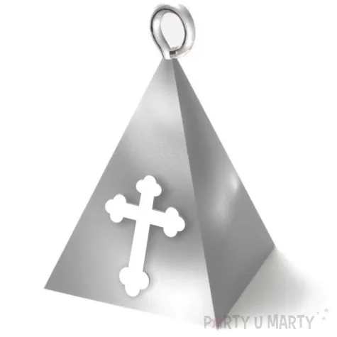 obciaznik do balonow komunia sw piramidka lux krzyz srebrny 65g