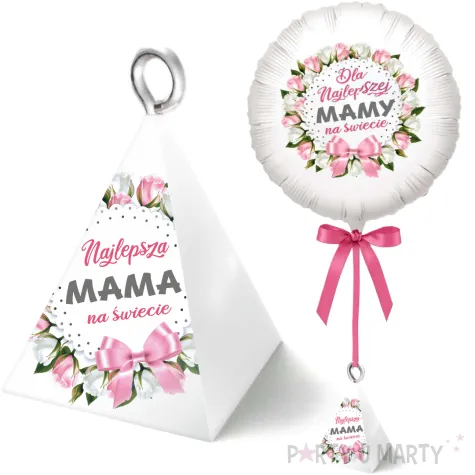 obciaznik do balonow piramidka najlepsza mama na swiecie bialy 65g