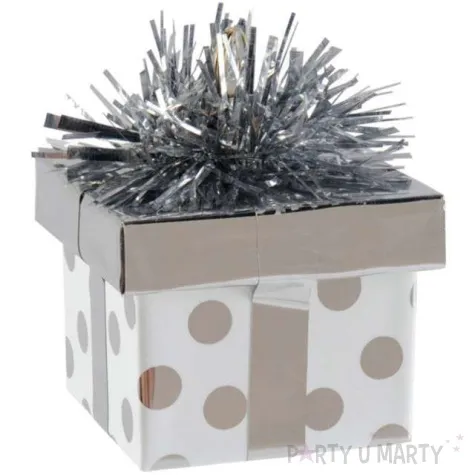 obciaznik do balonow prezent srebrny 170 g