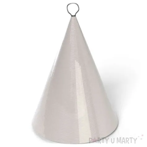 obciaznik do balonow stozek bialy metaliczny 90 g