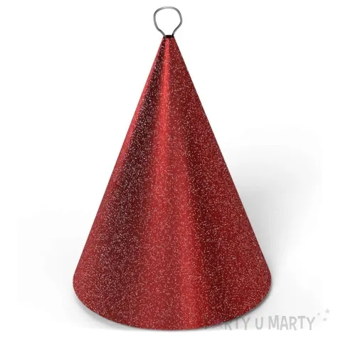 obciaznik do balonow stozek czerwony brokat 90 g