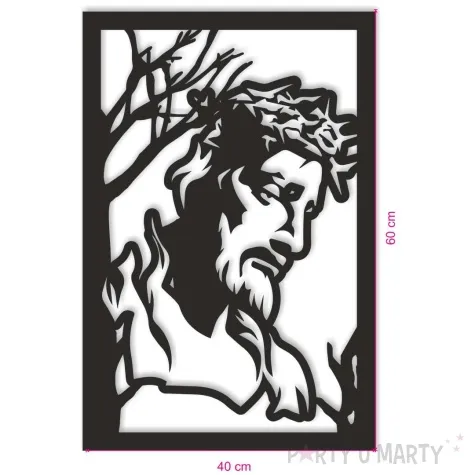 obraz azurowy jezus w cierniowej koronie czarny 40x60 cm